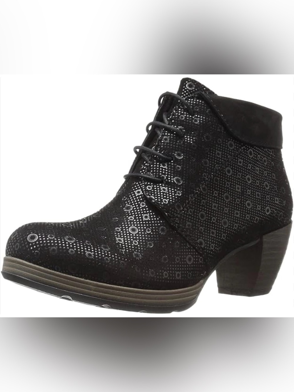 Wolky Jacquerie Black Perforated Suede Lace-Up Ankle Boots Size 39